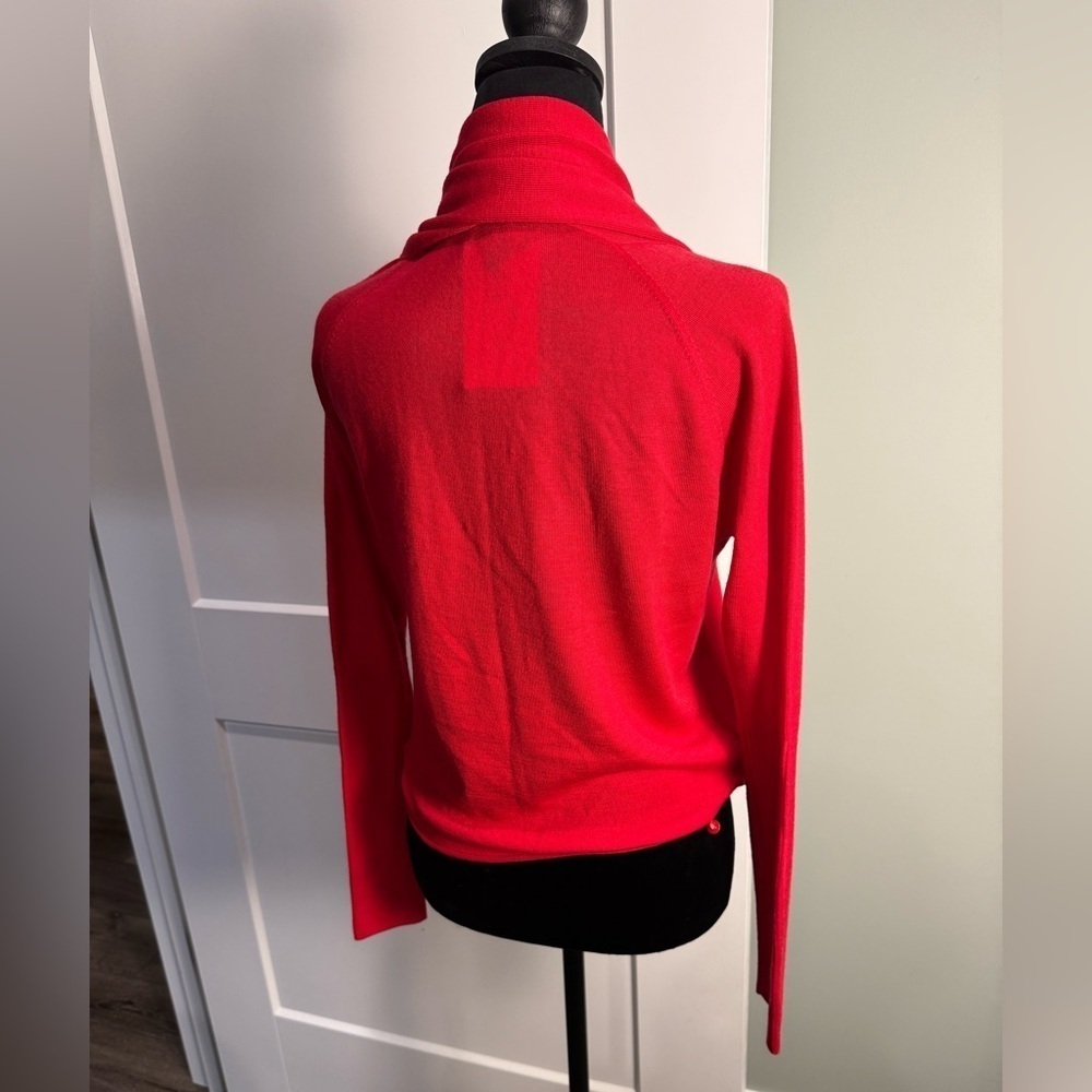 W by worth red wrap cowl neck sweater 100% wool size P - Picture 3 of 7